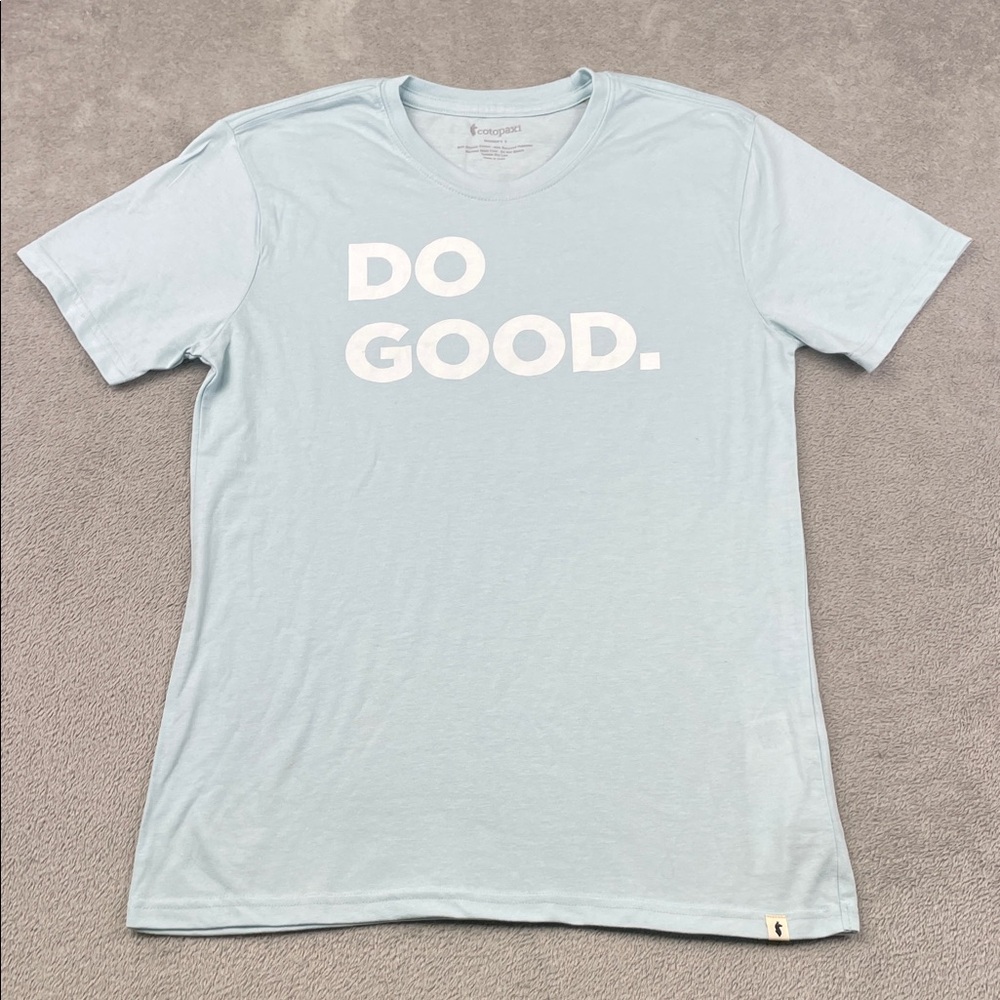 Cotopaxi S Womens Organic Cotton Blend Short Sleeve T Shirt Sky Blue 'Do Good'